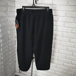 NWT Reebok Ladies Size Large Black Elastic & Tie Waist Active Capris